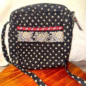 Vera Bradley Classic Black Crossbody Bag Hipster & Coin Purse Retired 2002